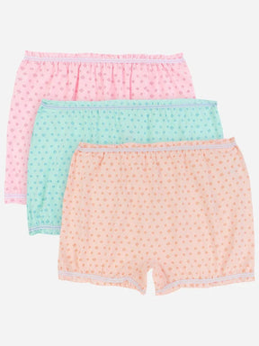 Kids innerwear multipack in pastel pink, blue, and peach with small geometric prints