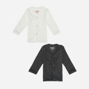 DYCA Unisex Thermal Top Front Open Full Sleeves Solid - Off White & Charcoal Melange