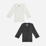 DYCA Unisex Thermal Top Front Open Full Sleeves Solid - Off White & Charcoal Melange