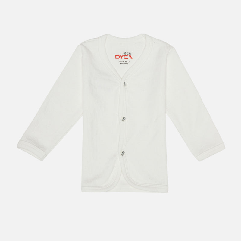 DYCA Unisex Thermal Top Front Open Full Sleeves Solid - Off White & Charcoal Melange