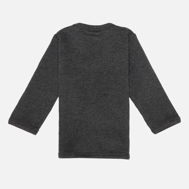 DYCA Unisex Thermal Top Front Open Full Sleeves Solid - Off White & Charcoal Melange