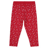 Red kids leggings with white butterfly print, elastic waistband, comfortable fit