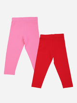 Bodycare Girls Leggings Pack Of 2 - Red & Pink