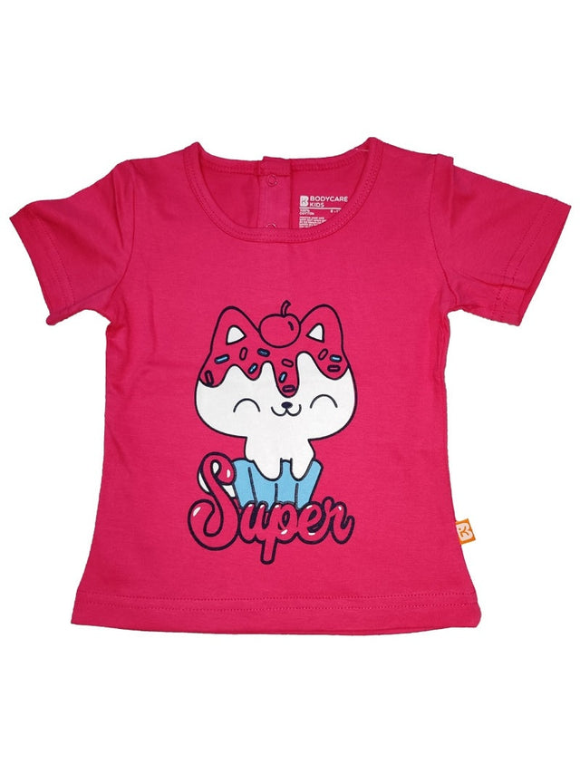 Baby Girls Cotton T-Shirt Round Neck Half Sleeves Pack of 1 - Bodycare