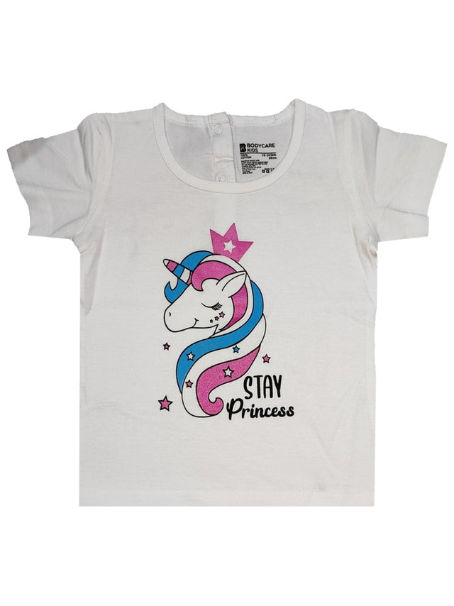 Baby Girls Cotton T-Shirt Round Neck Half Sleeves Pack of 1 - Bodycare