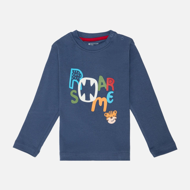 Baby Boys Cotton T-Shirt with Round Neck Full Sleeves, Soft Breathable Fabric and Regular Fit for Casual Wear - Pack of 1