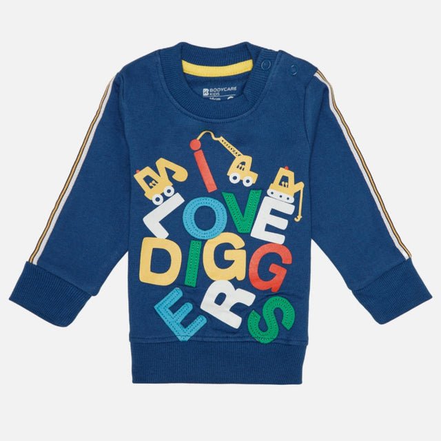 Baby Boys French Terry Printed Full Sleeve Sweatshirt Pullover with Soft Cotton Fabric for Winter Wear and Casual Comfort