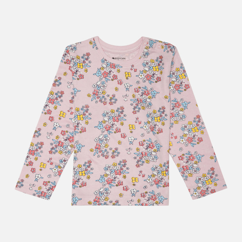 Baby Girls Cotton Interlock T-Shirt with Regular Fit and Soft Breathable Fabric for Everyday Casual Wear