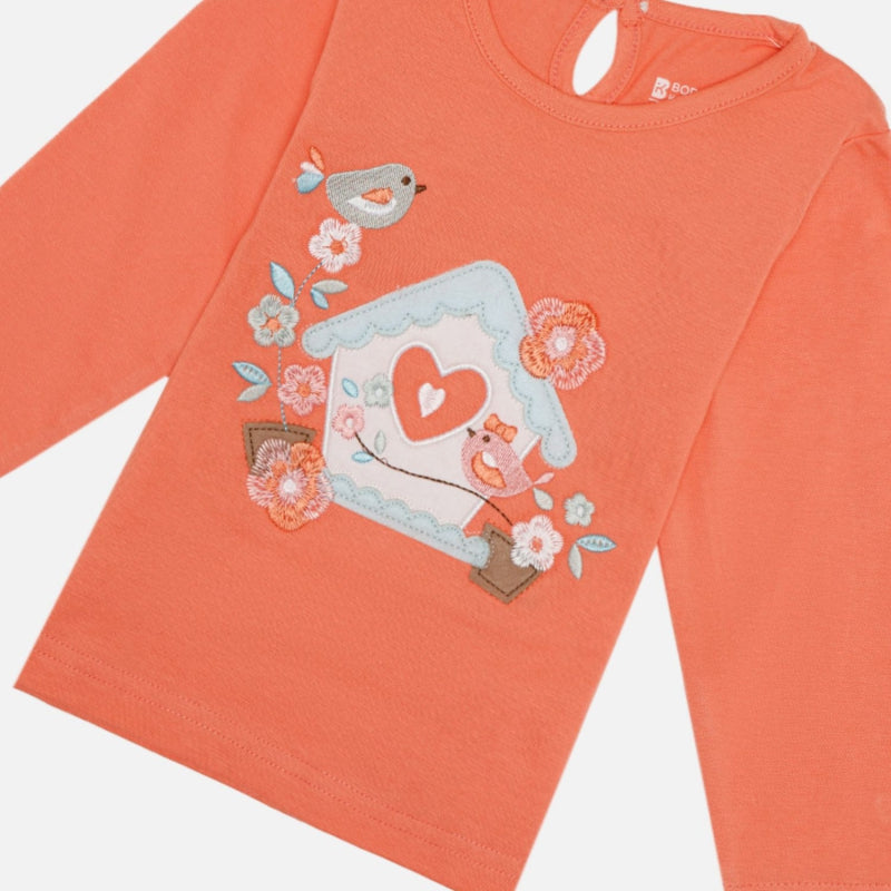 Baby Girls 100% Cotton Printed Full Sleeve T-Shirt with Regular Fit for Casual, Everyday Wear and Regular Use