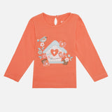 Baby Girls 100% Cotton Printed Full Sleeve T-Shirt with Regular Fit for Casual, Everyday Wear and Regular Use