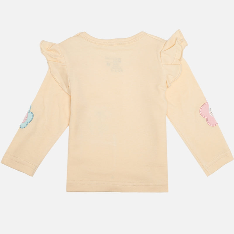 Baby Girls Interlock Cotton T-Shirt with Regular Fit and Soft Breathable Fabric for Casual Everyday Comfort