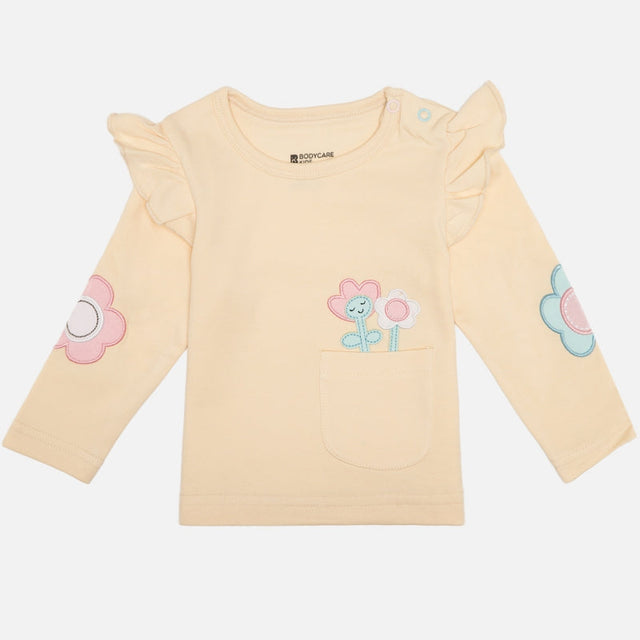 Baby Girls Interlock Cotton T-Shirt with Regular Fit and Soft Breathable Fabric for Casual Everyday Comfort
