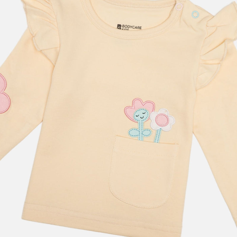 Baby Girls Interlock Cotton T-Shirt with Regular Fit and Soft Breathable Fabric for Casual Everyday Comfort