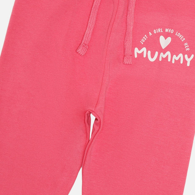 Baby Girls Interlock Track Pant with Printed Regular Fit for Casual Wear, Lounge Comfort and Easy Movement