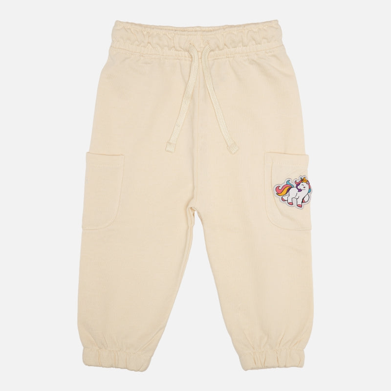 Baby Girls French Terry Cotton Track Pant with Regular Fit for Casual Wear, Jogger Styling and Everyday Comfort