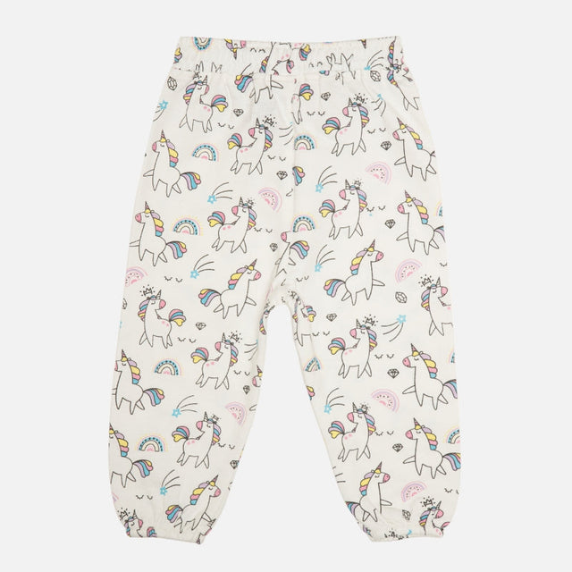 Baby Girls French Terry Track Pant with Printed Regular Fit for Casual Wear, Lounge Comfort and Easy Movement