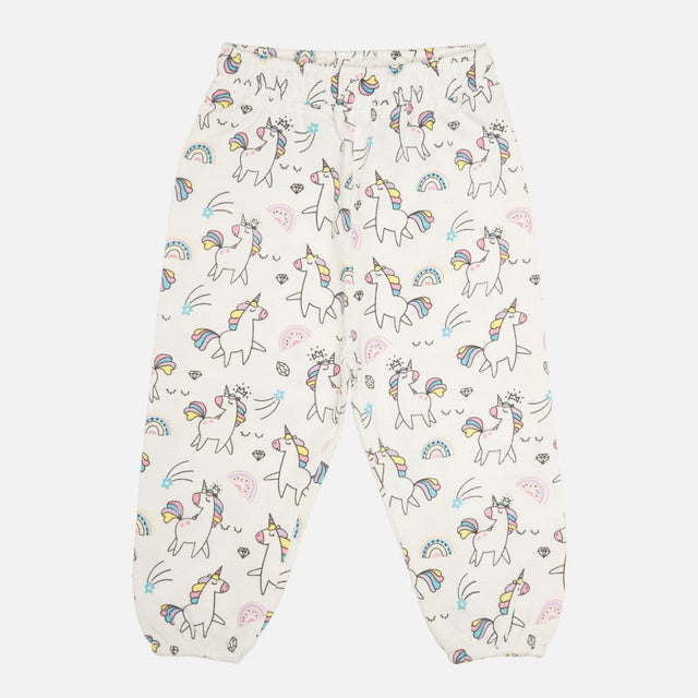 Baby Girls French Terry Track Pant with Printed Regular Fit for Casual Wear, Lounge Comfort and Easy Movement