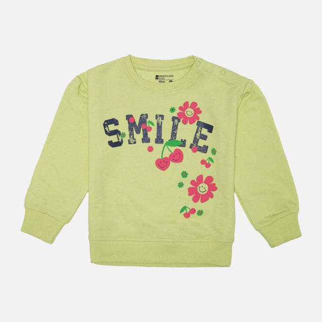Baby Girls Cotton Blend Round Neck Full Sleeve Sweatshirt for Comfortable Casual Wear and Everyday Styling - Pack of 1