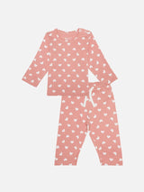 Baby Girls Interlock T-Shirt and Pajama Set with Soft Breathable Full Sleeve Comfort for Nightwear and Regular Use