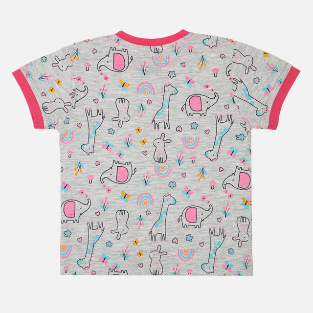 Girls 100% Cotton Night Suit Round Neck Half Sleeves - Bodycare