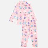 Baby Girls 100% Cotton Full Sleeve Night Suit for Comfortable Sleepwear, Lounge Comfort and Regular Nightwear Use