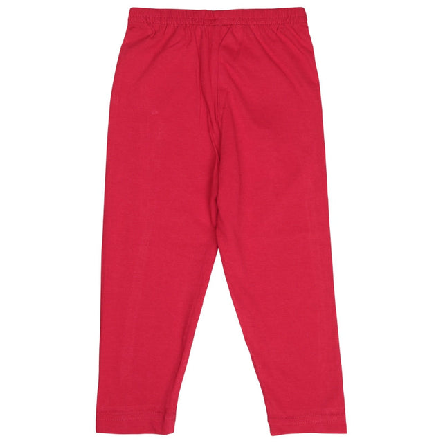 Red kids cotton leggings with elastic waistband, comfortable innerwear for children