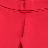Close-up of red kids' thermal innerwear waistband and stitching detail