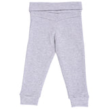 Light grey kids thermal leggings with elastic waistband, back view