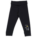 Black kids leggings with cartoon crocodile and 'Croco' print on the lower leg