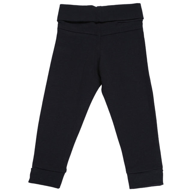 Black kids thermal leggings with elastic waistband, soft winter innerwear