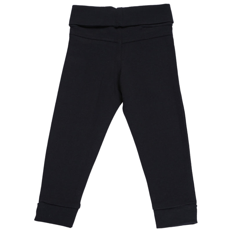 Black kids thermal leggings with elastic waistband, soft winter innerwear