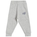 Light grey kids jogger pants with 'Sports Up!' print, soft cotton, elastic waistband