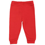 Red kids thermal pants with elastic waistband and cuffed ankles, winter innerwear
