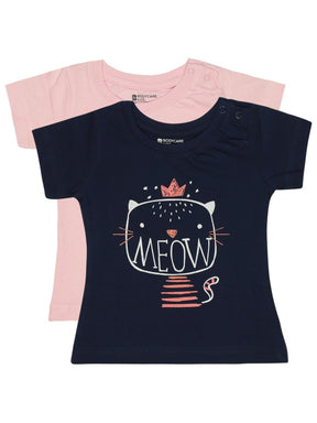 Baby Girls T-Shirt Round Neck Half Sleeves Pack of 2 - Bodycare
