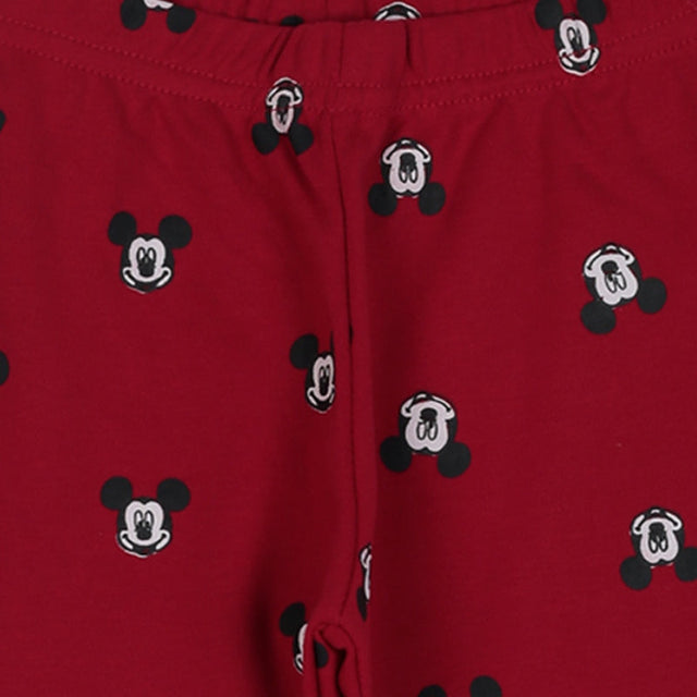 Red kids' innerwear with cartoon face print design, soft cotton fabric, elastic waistband