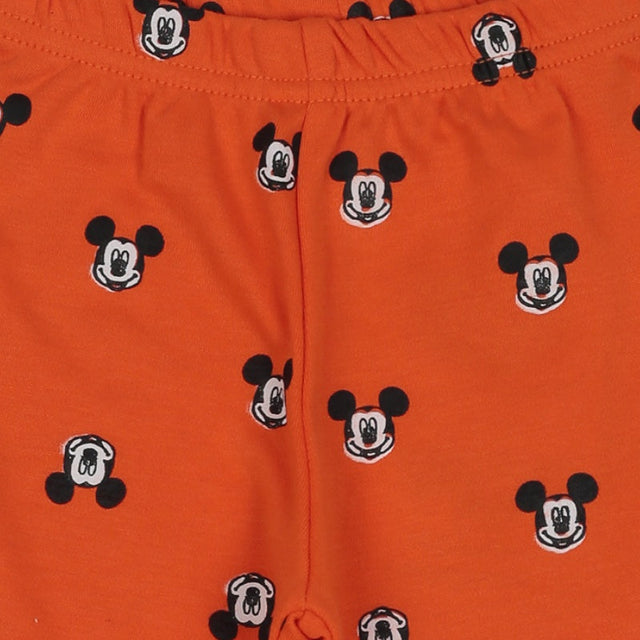 Orange kids innerwear with cartoon mouse face print and elastic waistband