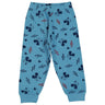 Blue kids' pajama pants with cartoon mouse print and elastic waistband, cozy loungewear