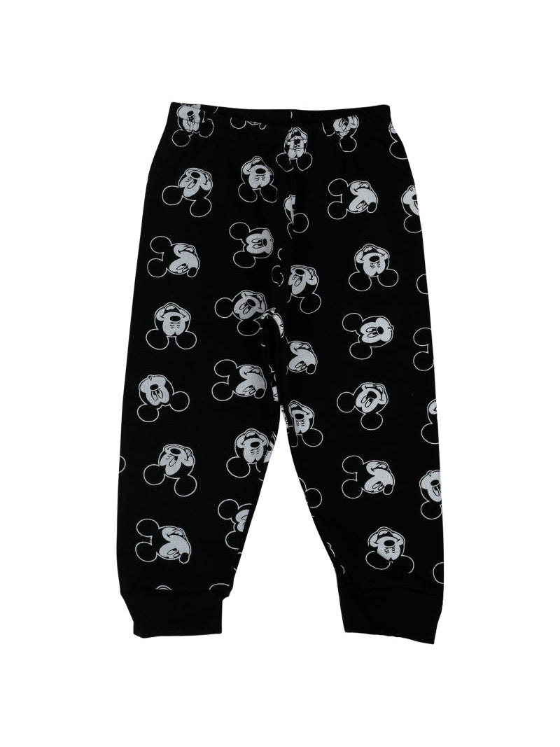 Black kids pajama pants with cartoon mouse face print, soft cotton, comfortable fit