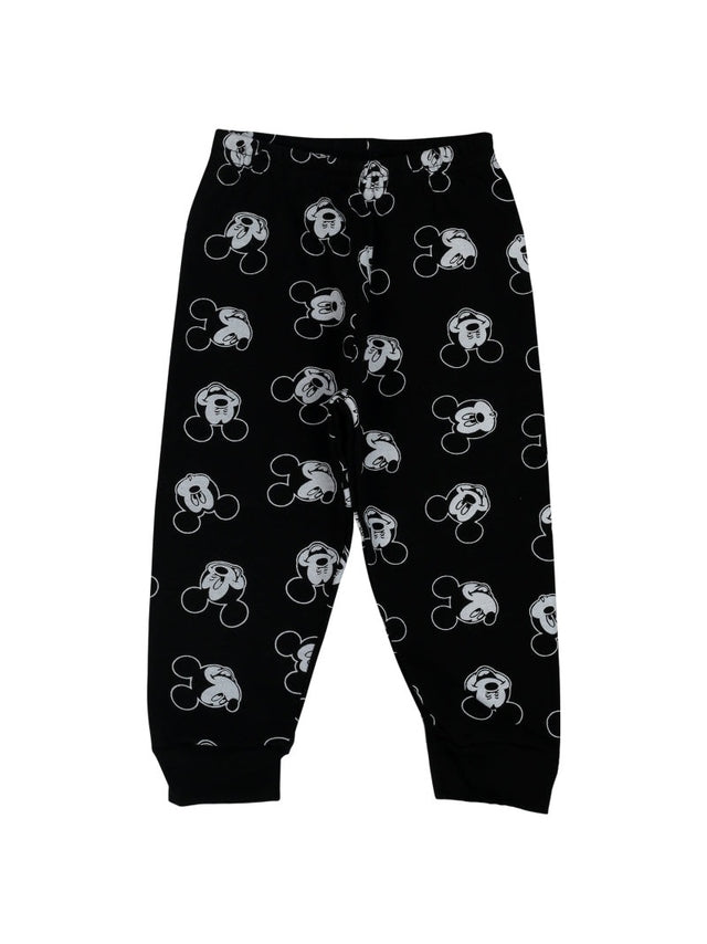 Black kids pajama pants with cartoon mouse face print, soft cotton, comfortable fit