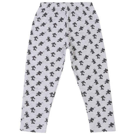 Grey kids leggings with all-over black teddy bear print, soft cotton innerwear