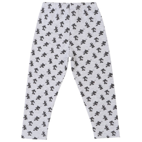 Grey kids leggings with black bear cartoon print and elastic waistband