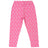 Pink kids leggings with white cartoon bear print, elastic waistband, full length