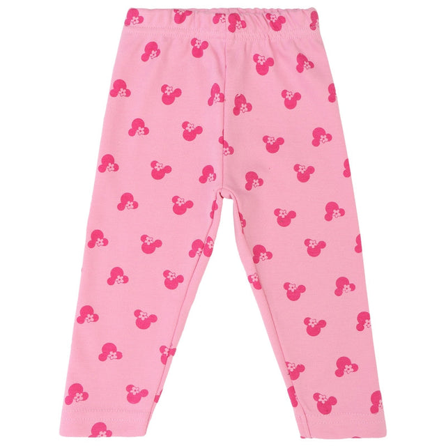 Pink girls' leggings with cartoon print and elastic waistband, kids innerwear