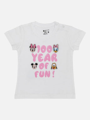 Baby Girls Minnie & Friends 100% Cotton T-Shirt Round Neck Half Sleeves - Bodycare
