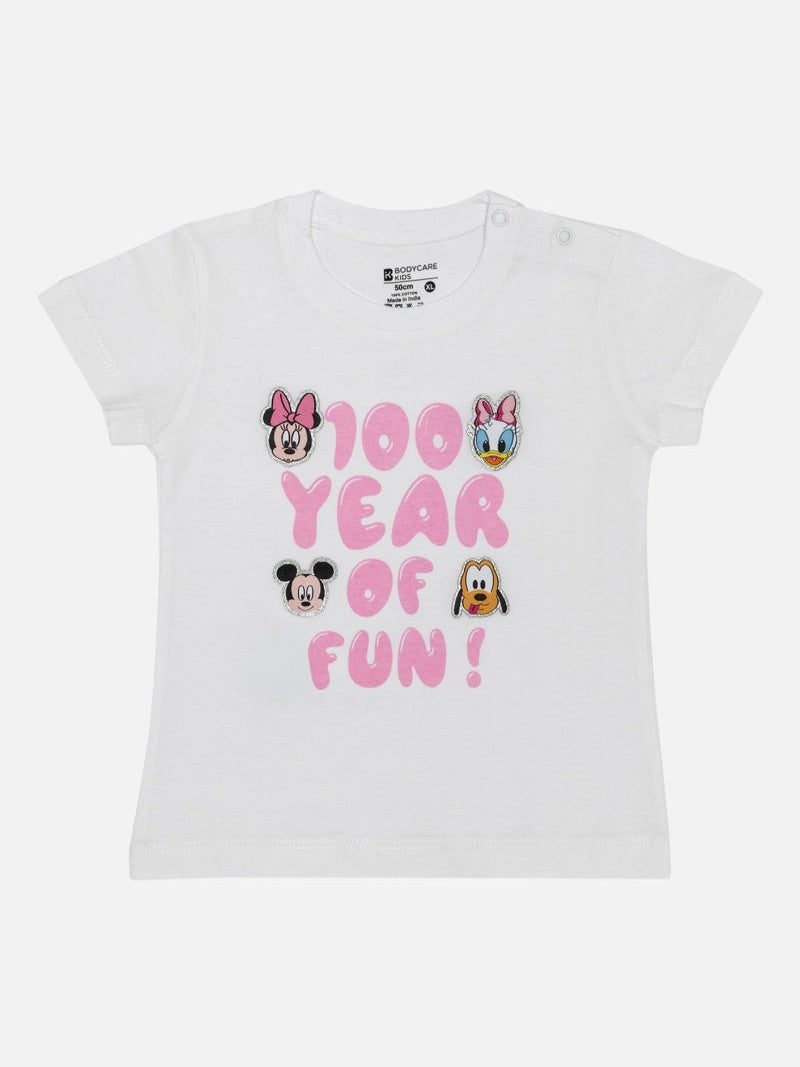 Baby Girls Minnie & Friends 100% Cotton T-Shirt Round Neck Half Sleeves - Bodycare