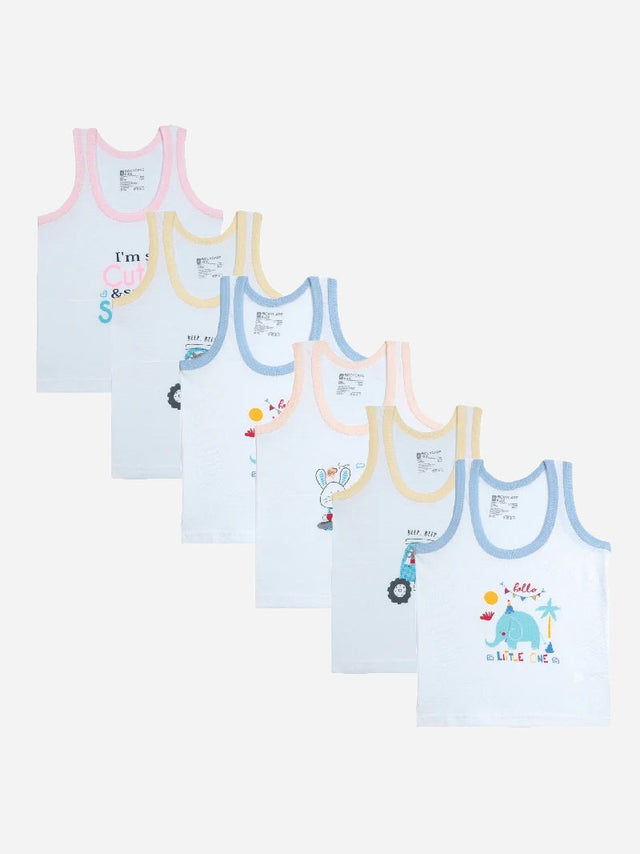 Baby Boys Vest Round Neck Sleeveless Pack of 6 - Bodycare