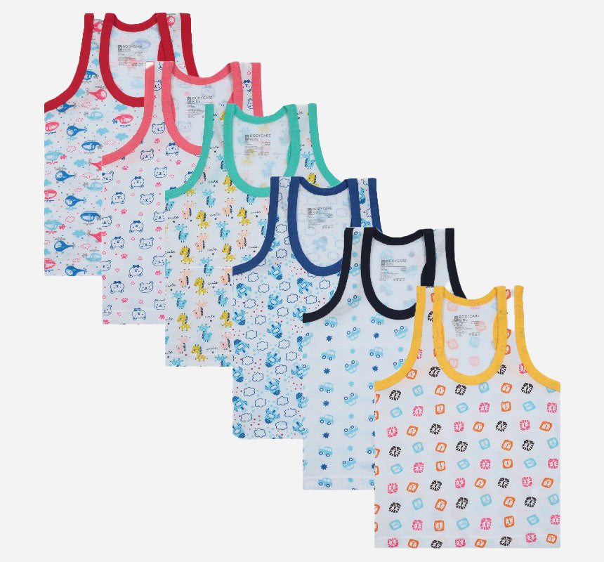 Bodycare Boys Cotton Vest Round Neck Sleeveless Pack Of 6