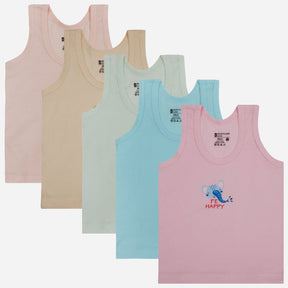 Baby Boys Cotton Vest Round Neck Sleeveless Pack of 5 - Bodycare