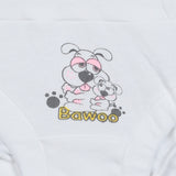 White kids innerwear with cute cartoon dog print and 'Bawoo' text, soft cotton fabric