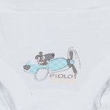 White kids innerwear with cute puppy flying blue airplane cartoon print